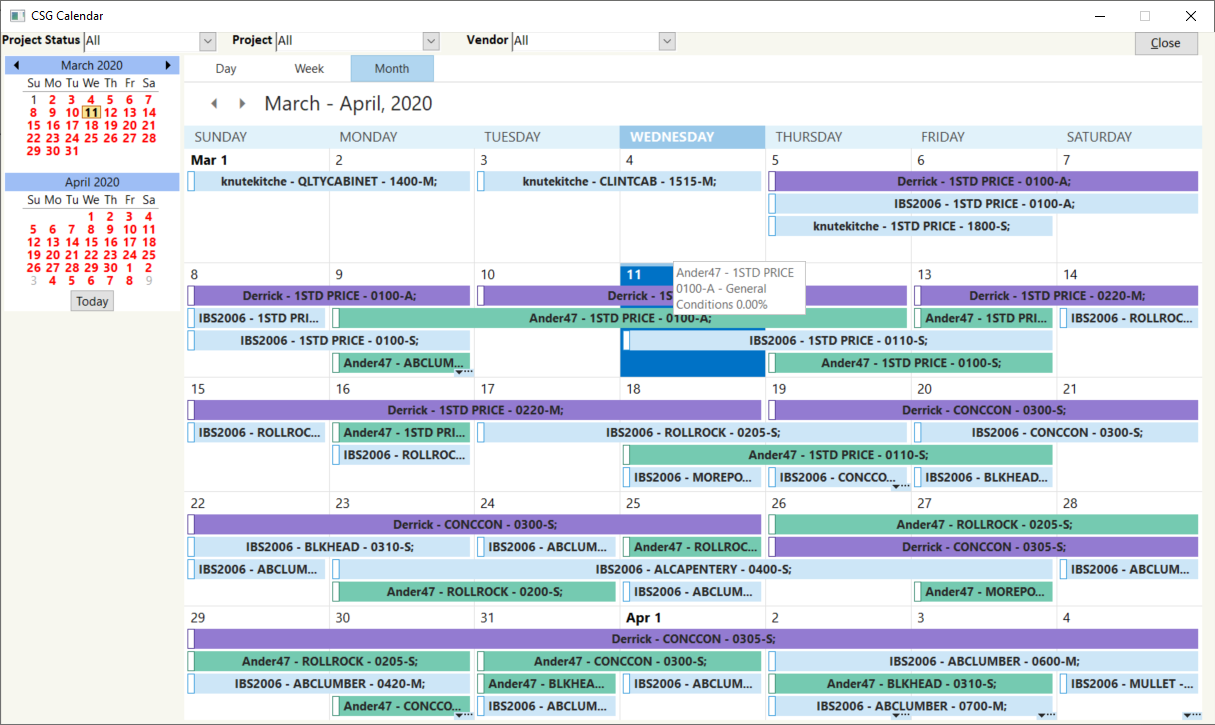 Scheduling Calendar Contractors Software Group